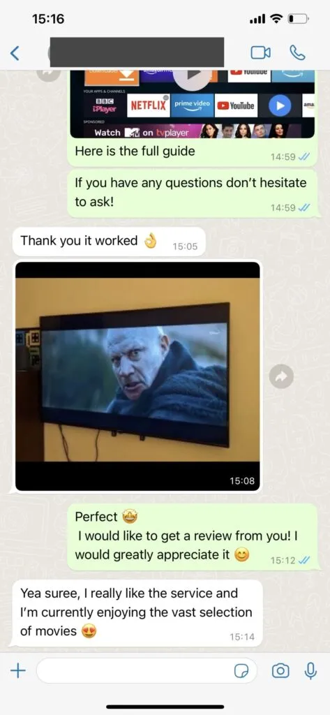 WhatsApp Support Chat Feedback TiviStation